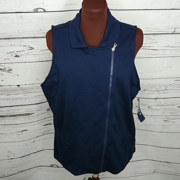 Chaps‎ Navy Zippered Vest - Picture 1 of 6